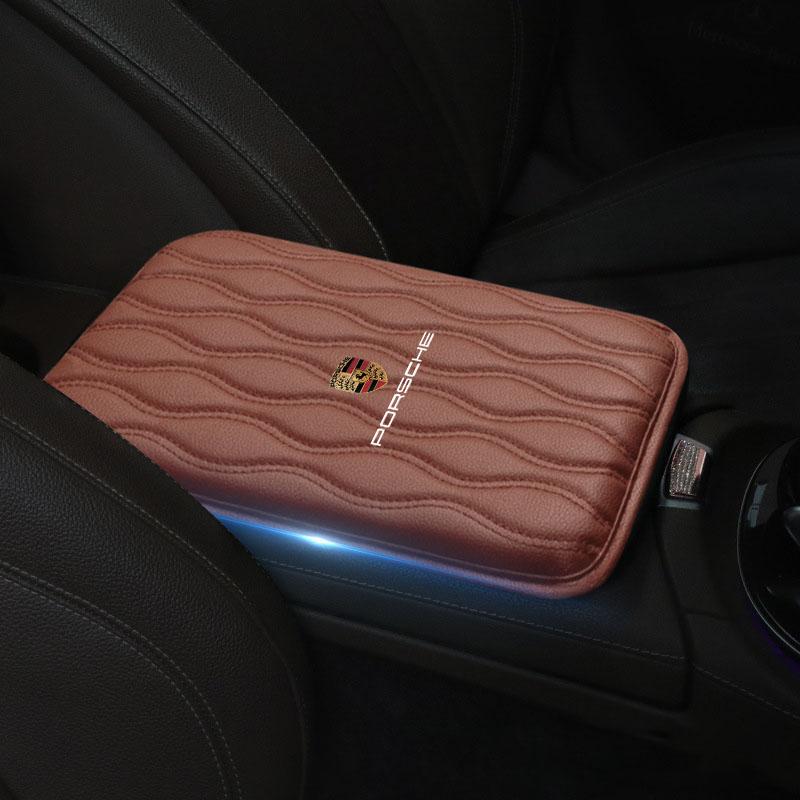 1Pcs Leather Auto Armrest Pads Protective Waterproof Hand Cushion For Porsche Cayenne Panamera Macan Boxster 911 928 944 918 917