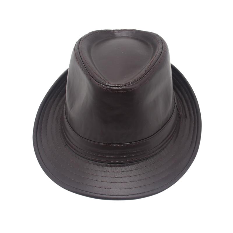 British Style Trilby Studio Props Jazz Hat Clothing Store Gentleman Hat Leather Men'S Black Top Hat