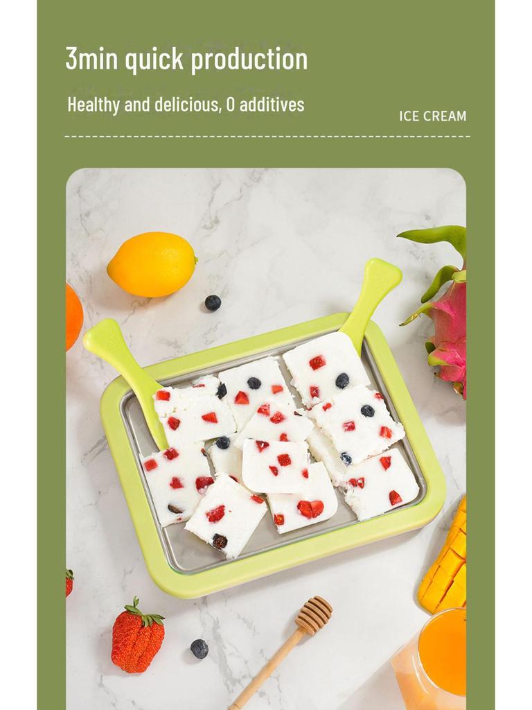 DIY Fried Yogurt & Ice Cream Maker - Home Use, Kid-Friendly Ice Tray, 304 Stainless Steel