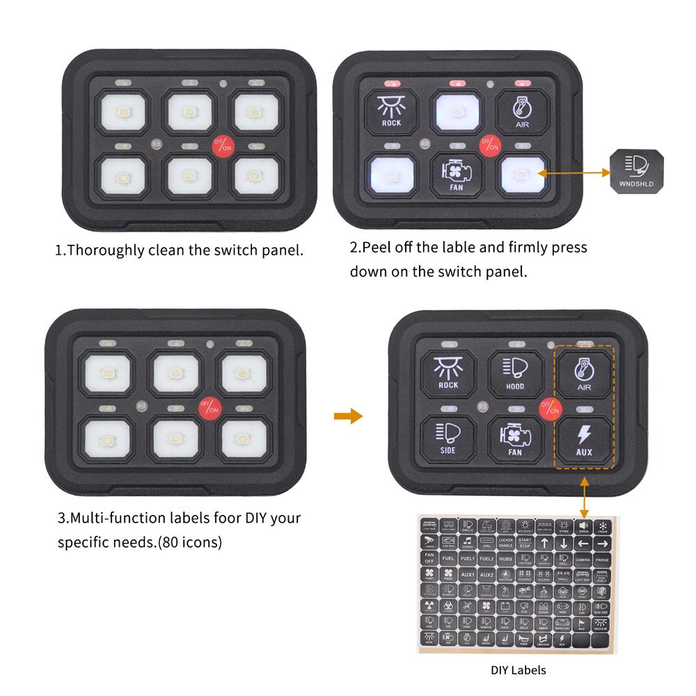 6 Gang Switch Panel Circuit Breaker Control Relay Kit for Car Truck UTV 12V-24V