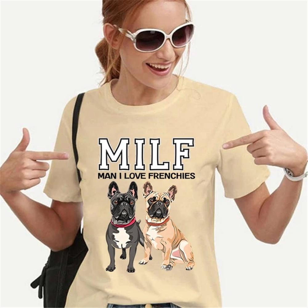 T Shirt for Women Teens Tees French Bulldog Printing Multi Color Unisex Clothes Vintage Men's Streetwear Daily Style Fashion