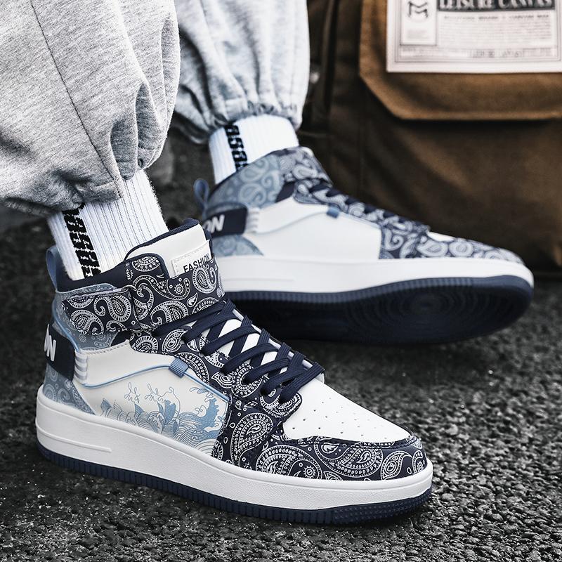 Scarpe Sportive Stampate da Uomo Stile Street da Donna Unisex Scarpe Sneakers da Corsa Studenti Scarpe Oversize per Coppia High Top