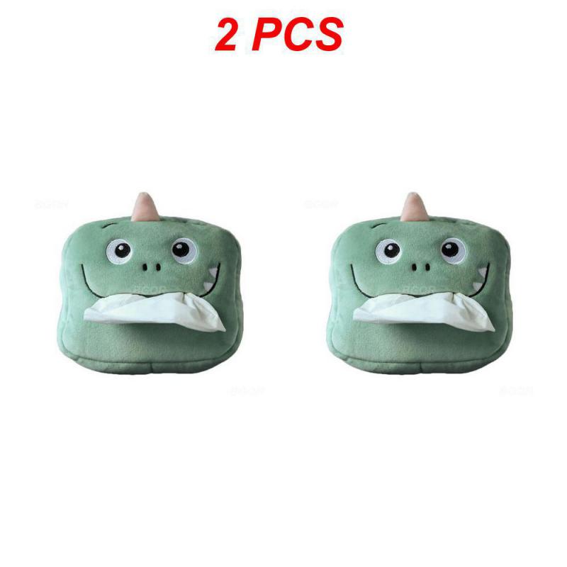 2/3/4 stk Søt Tegneserie Bil Tissueboks Plysj Serviett Holder Universal Auto Hjem Rom Papir Etui Dyredekorasjon Brakett