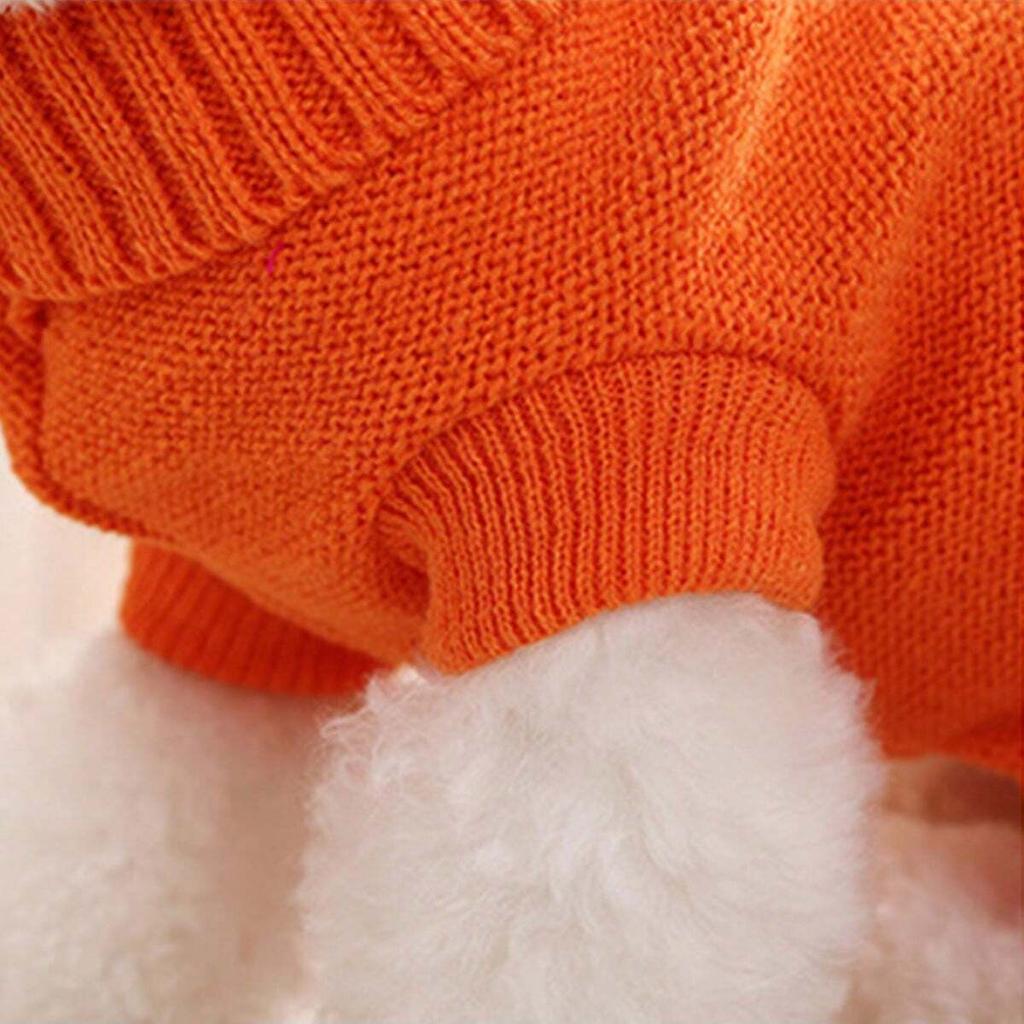 1pc-An orange pet warm cable sweater, puppy sweater clothing, suitable for keeping dogs warm in cold weather