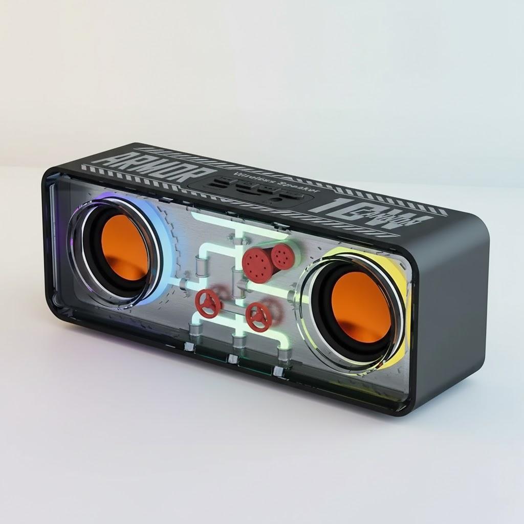 Colorful Bluetooth Speaker Portable Wireless TWS Stereo LED Music Player with TF Card and Transparent Crystal Design