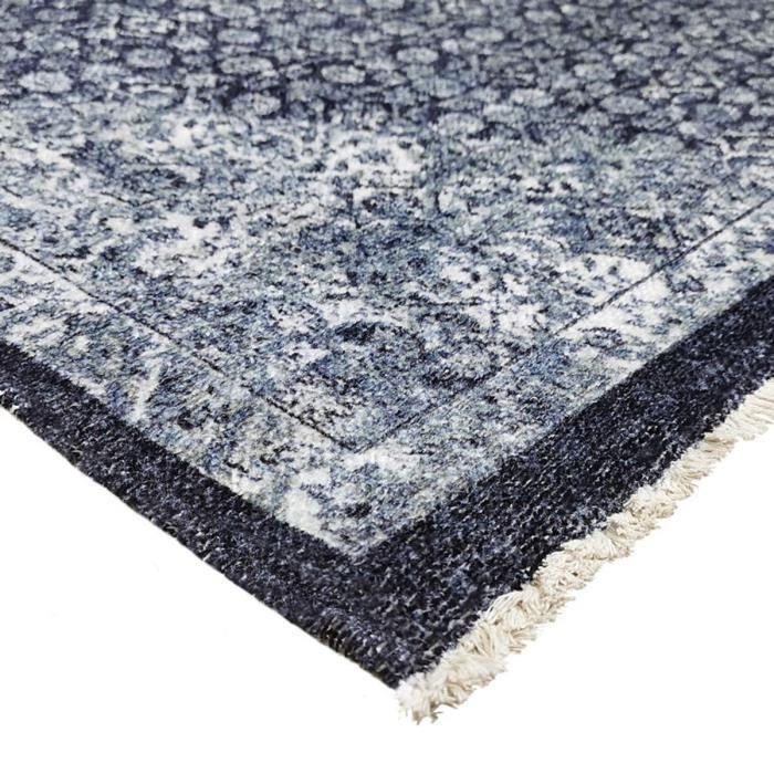 Tapis salon vintage oriental doux bleu 120x170