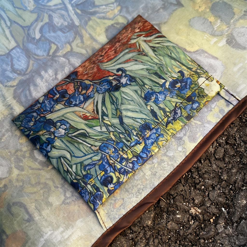 Chic Iris Flower Large Tote Bag Foldaway Convenience Nylon Shopping Bag With Shoulder Strap Lightweight Machine Washable