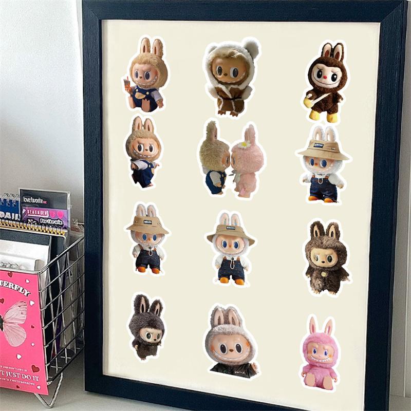 60Pcs Labubu Monster Cartoon Waterproof Stickers Pack Cute Water Bottle Laptop Skateboard Scrapbook Anime Accessories