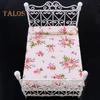 TALOS Dollhouse Bed European Style Accessories Metal Mini Double Bed Props Supplies for Room Scene