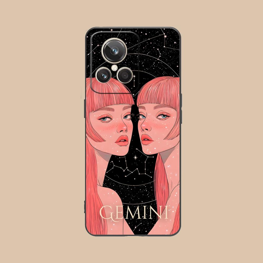 Zodiac Sign Gemini Phone Case for Realme 15 14 13 12 11 10 9 Pro Plus T i Lite 5G Soft TPU Shockproof Cover