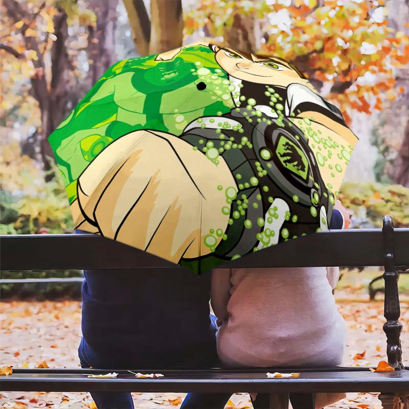 Ben 10  pattern, automatic folding umbrella, portable and foldable design, 8 ribs, a Christmas or birthday gift.