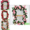 Lush 2.4m Artificial Silk Rose Flower Ivy Vine Garland For Wedding And Party Decor