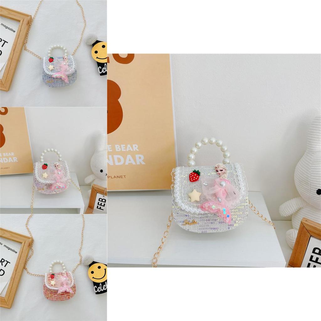 Entzückende Prinzessin Perlen Handtasche Für Mädchen Mini Pu Leder Umhängetasche