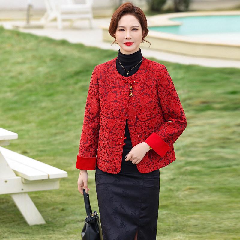 

Dignified Spring Jacket for Mother-in-Law Wedding - Elegant Middle-Aged Women s Outfit for Spring and Autumn 4XL (150-165 jin)