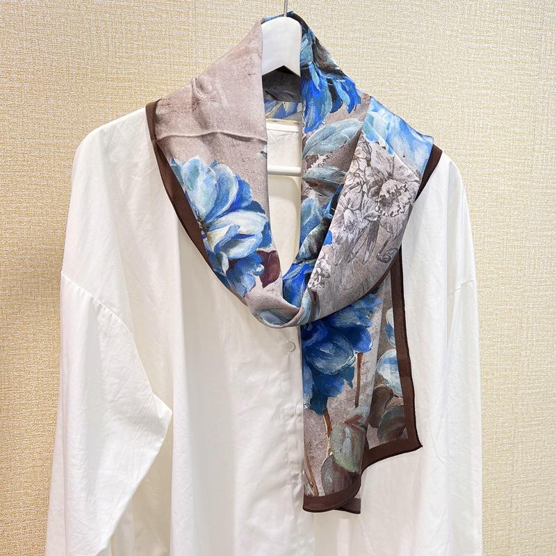 Silk Scarf Women'S Summer Square Scarf Mulberry Silk Scarf Gift Foreign Style Spring And Autumn Shawl