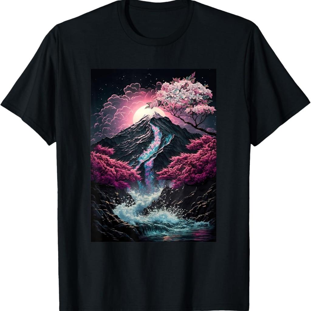 Japan Nature Cherry Blossom Tori Fuji Spiritual T-Shirt(7)