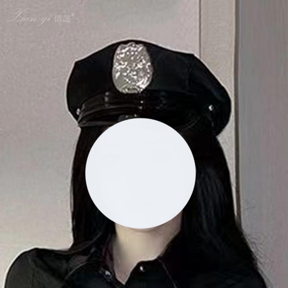 Xianyi Black European and American Police Hat Temptation Octagonal Hat Flat Top Versatile Halloween Cosplay Prop M1