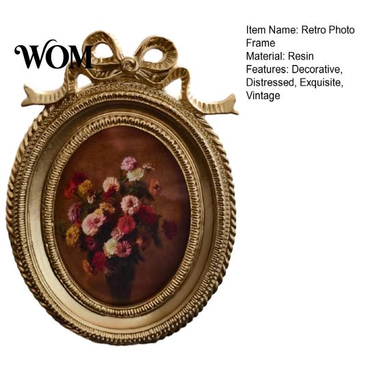 Decorative Vintage Frame Retro Photo Frame, Golden Coated Distressed Picture Resin with Rococo Classic Wall Decor Texture, Tabletop And Mount