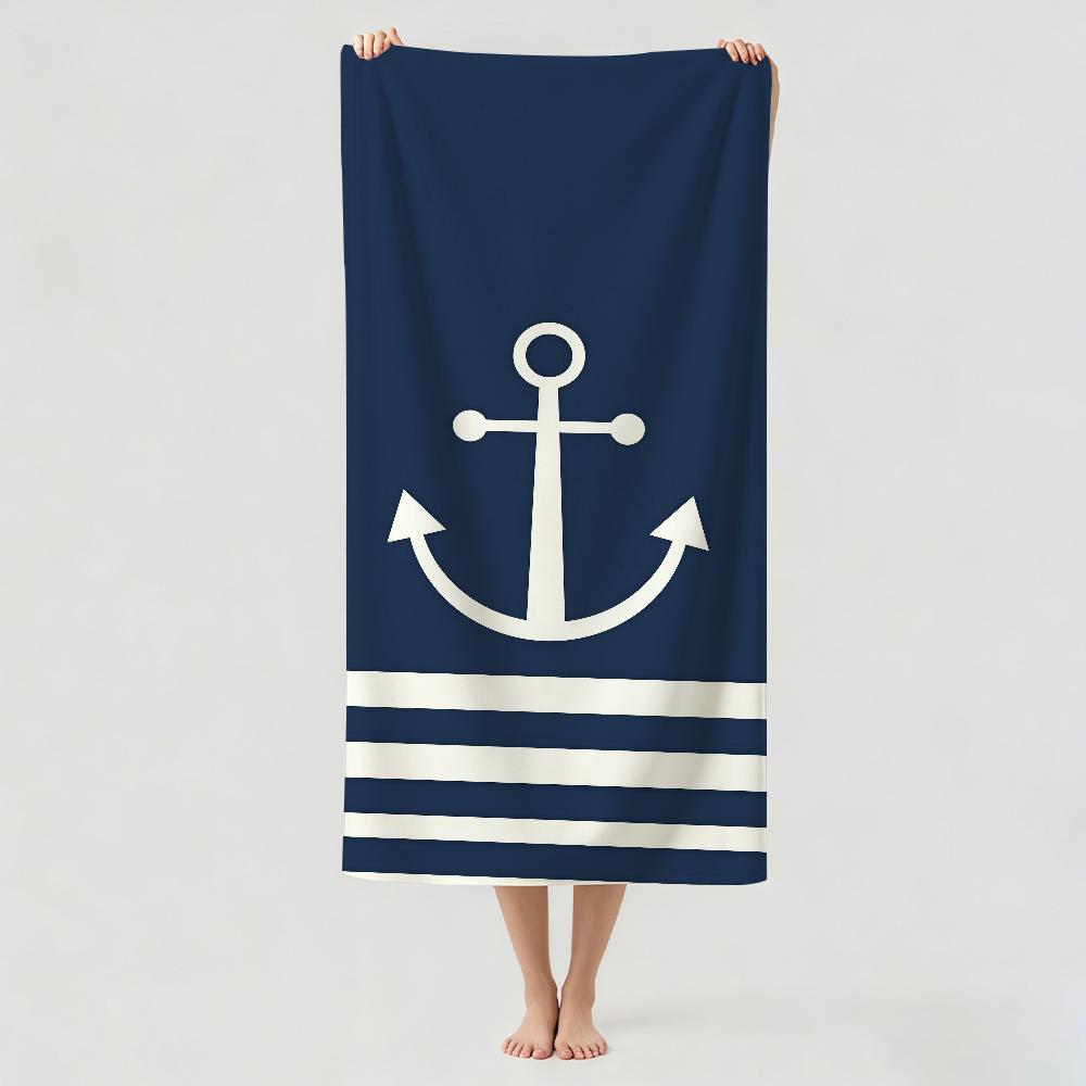 Fashion print Blue Anchor Towel Drying Bath Towel Applicable To Light Swimming Camping Yoga Beach Out