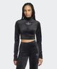 Adidas Rhinestone Velvet Long Sleeve Crop Top - Black / Iw5674