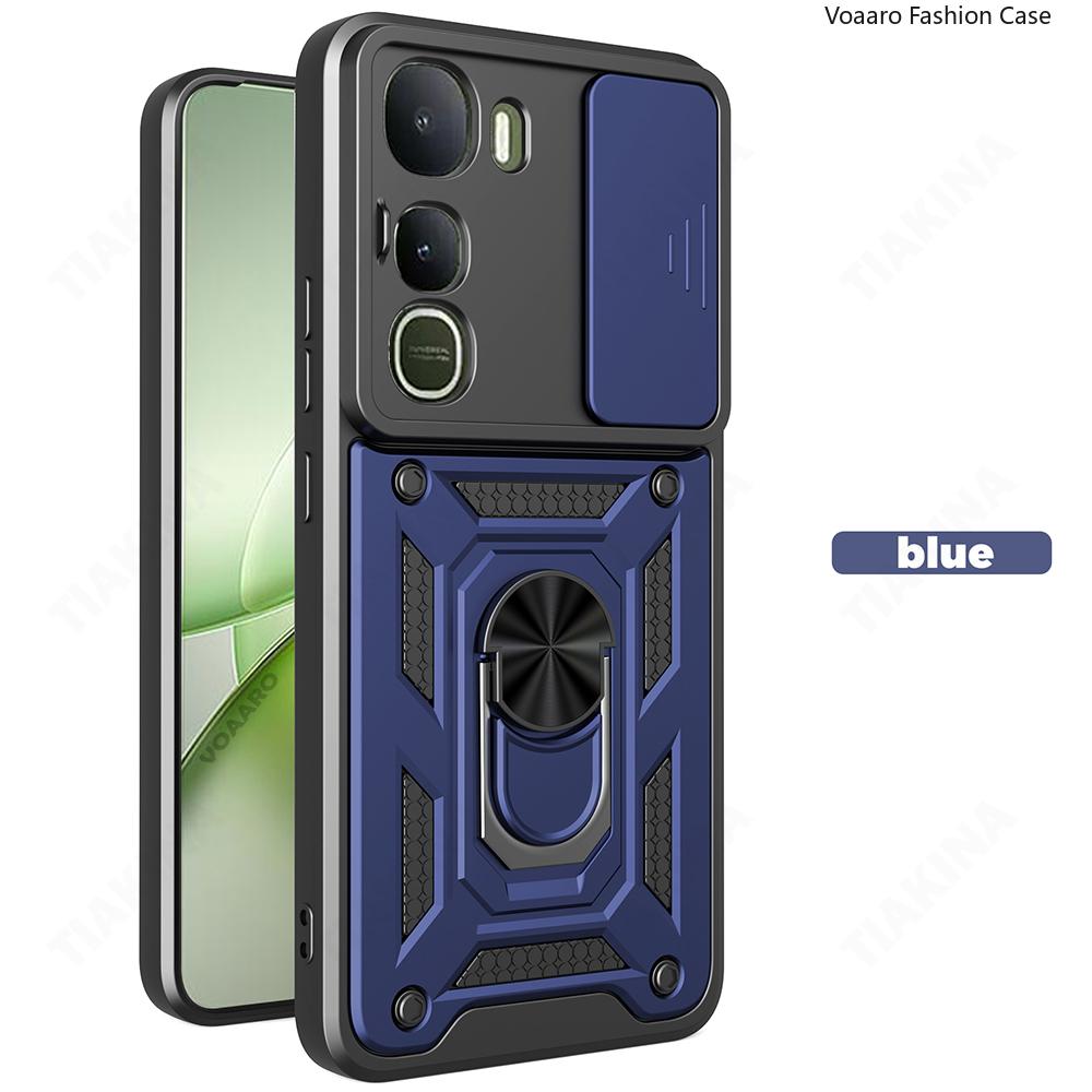 Slide Lens Armor Funda for Vivo Y400 5G Global Case for Vivo Y400 5G Case Magnetic Ring Stand Holder Cover Shockproof Capa