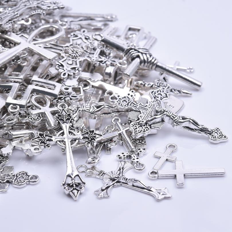 102030Pcslot Metal Silver Color Cross Charms For Jewelry Making Supplies Christ Accessories Handmade Womenmen Pendant Charm