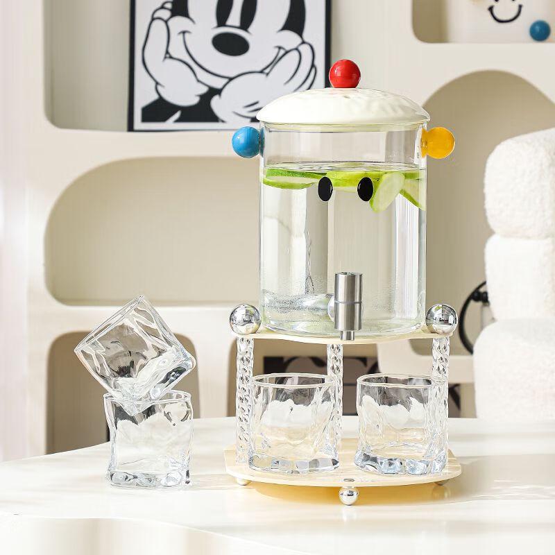 Light Luxury Glass Cold Water Pitcher with Faucet