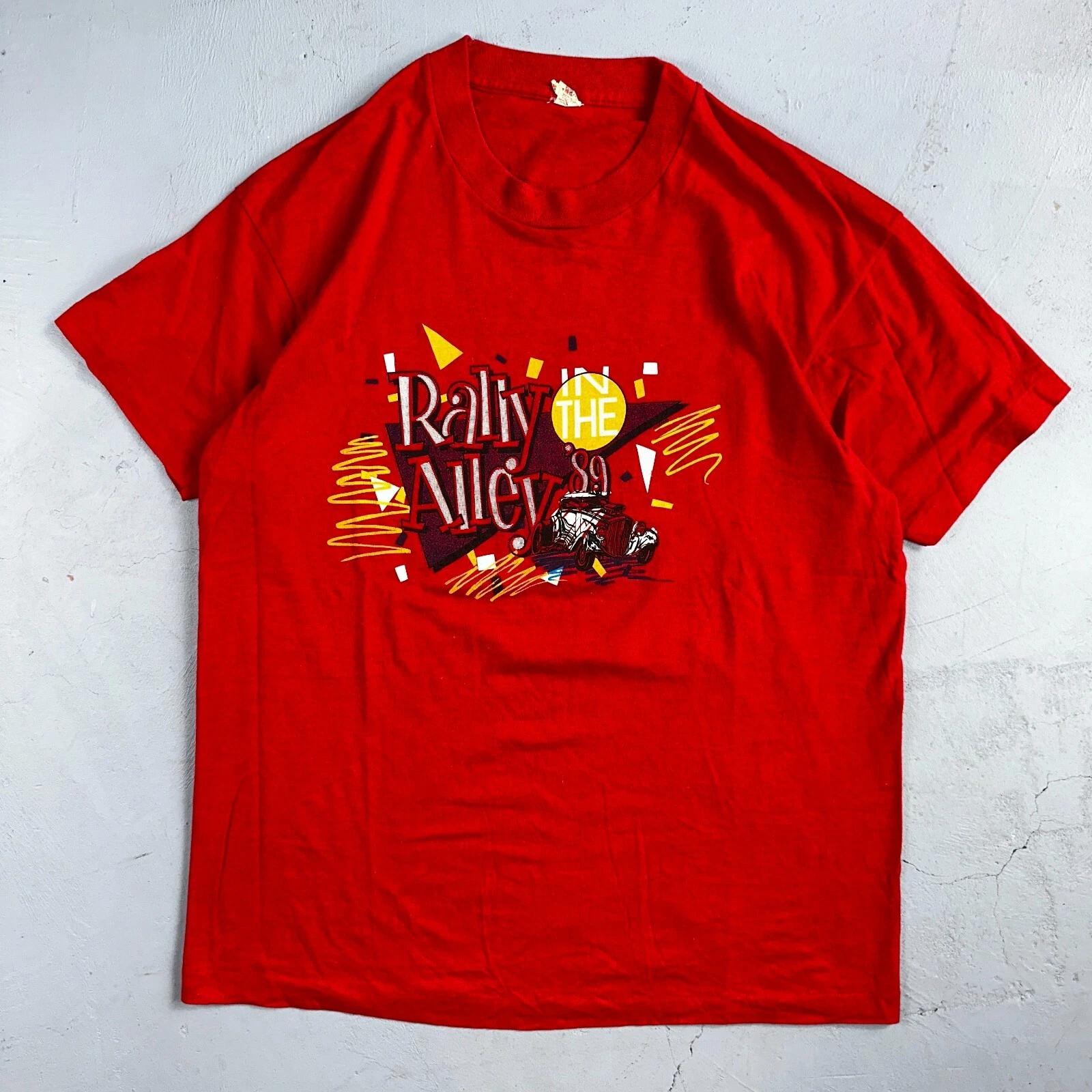 Rally Alley 1989 VTG T Shirt Screen Stars XL 80s Single Stitch Red Cars Security L