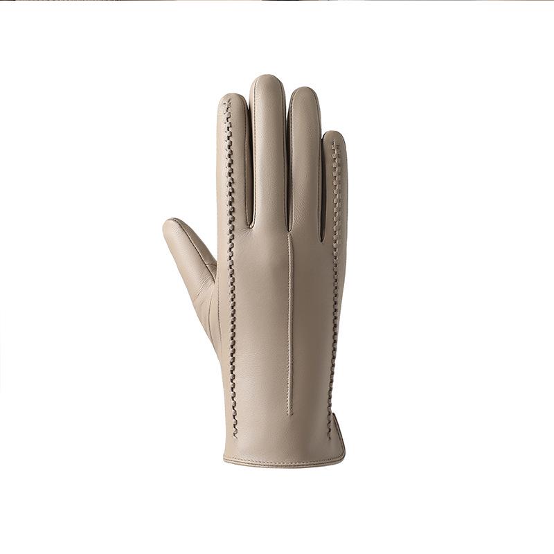 Women's Winter Warm Lambskin Leather Gloves - Windproof, Thickened, Touchscreen, Short, Trendy, Light Luxury for Motorcycle Riding