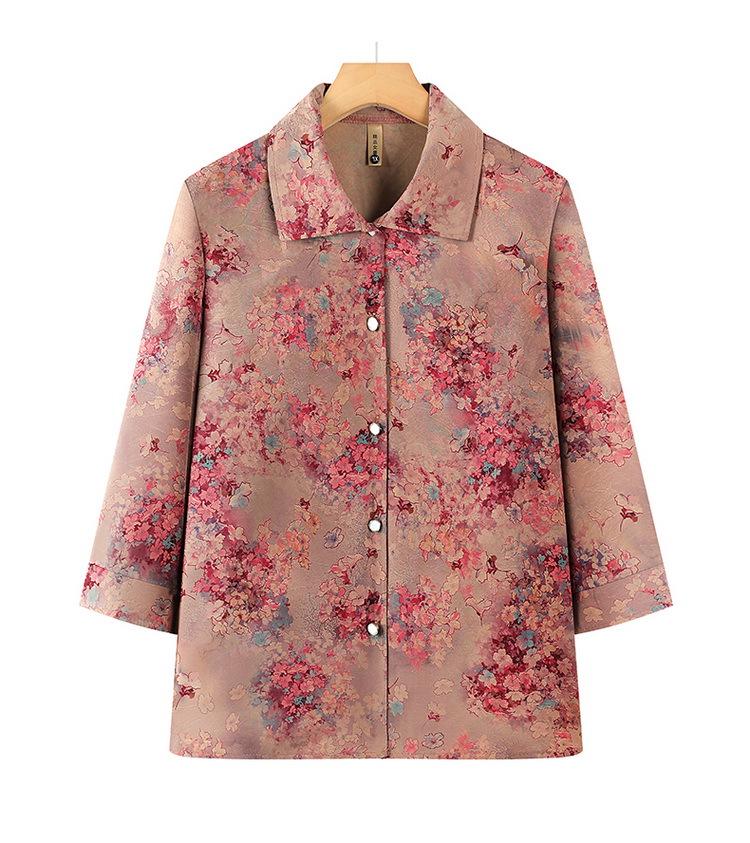 Seven-Sleeve Grandma Style Two-Piece Set: Summer Shirt and Pants for Middle-Aged & Elderly Women