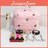 Floral Embroidered Bow Makeup Bag Large Capacity With Carry Handle For Daily Use
