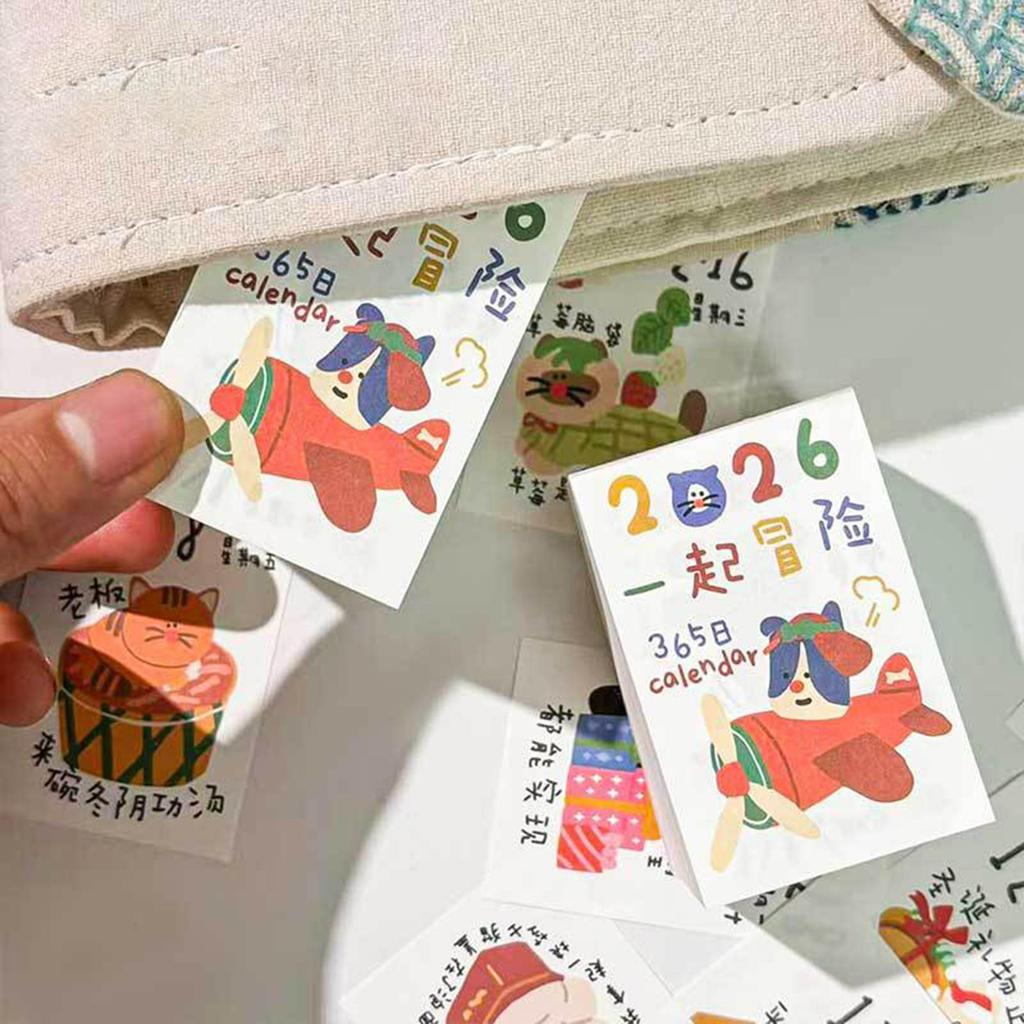 Daily Calendar 2026 Mini 365 Day Calendar Planner Yearly Agenda Organizer Cute Doodles Painting Daily Planner For Home Office