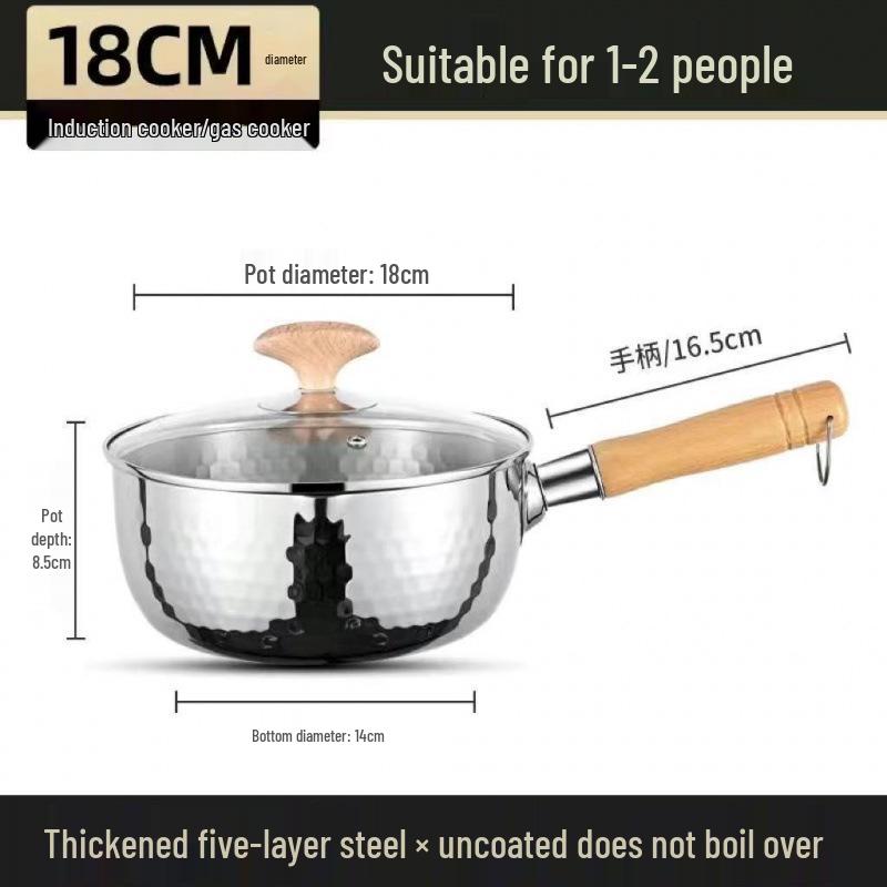 Non-stick Extra-Thick Yukihira 316 Stainless Steel Pot for Baby Food, Milk, or Instant Noodles