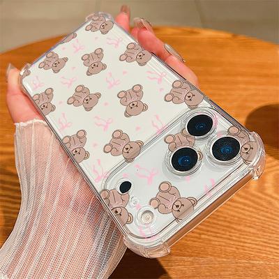 Coque à Nœuds et Motifs Cerises Pour iPhone 17 Pro Max Coque iPhone 16 15 14 13 Pro Max 11 Housse en Silicone Souple Transparente Anti-Choc