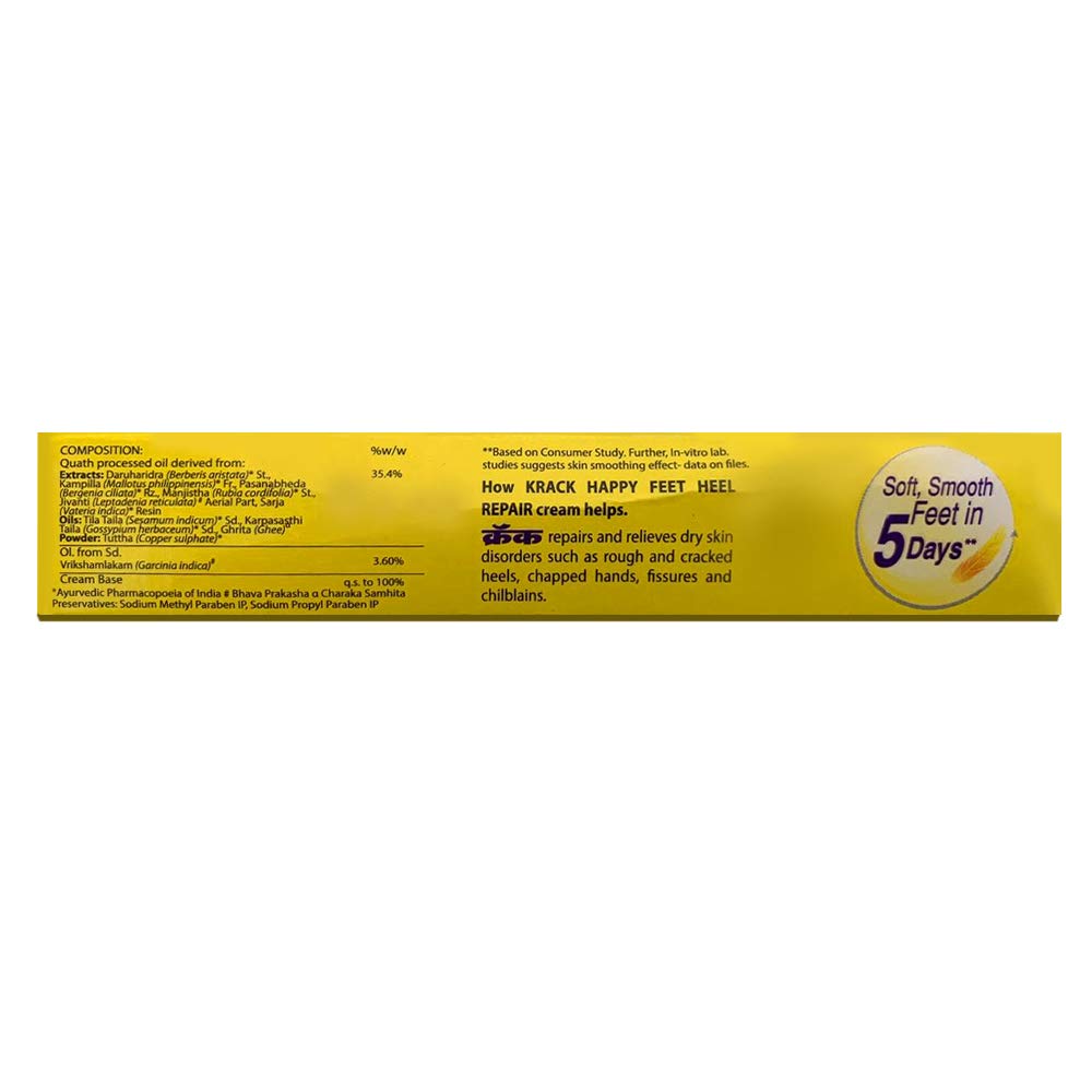 Krack Ayurvedic Heel Repair Cream, 25 Gm Pack of 2, Moisturizes and Heals Cracked Feet