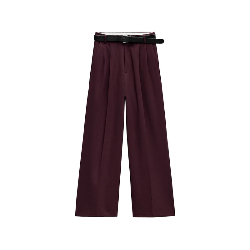 Za2025 Spring New Women's Clothing Easiest for Match High Waist Slimming and Straight with Belt Double Pleated Elegant Pants 4661405