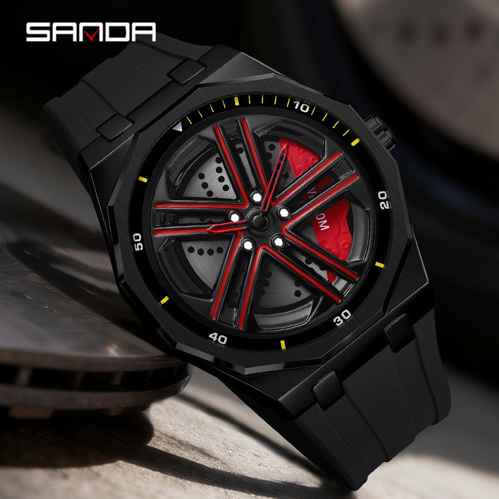 SANDA 1162 Men's Trendy Waterproof Rotating Wheel Quartz Watch