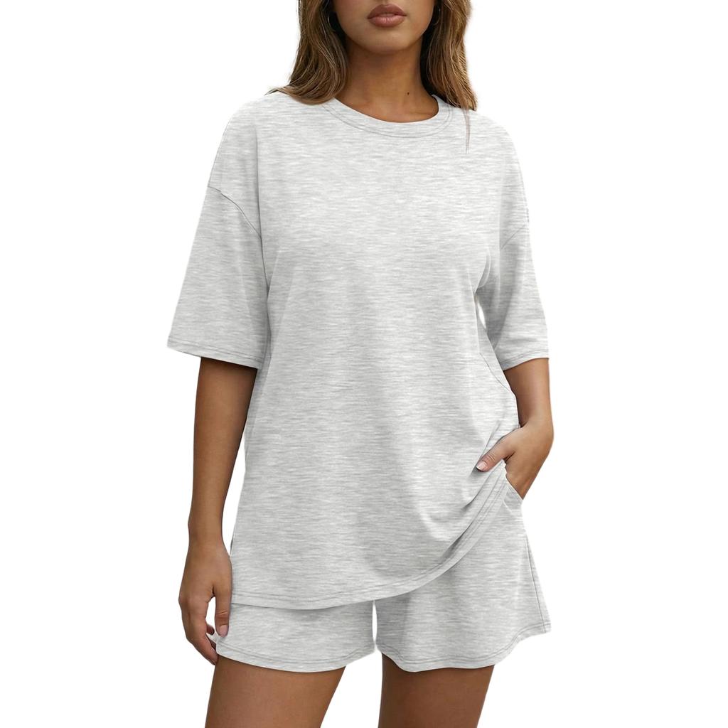 Women's Loose And Fashionable  Casual Short Sleeved Shorts Two-piece Set