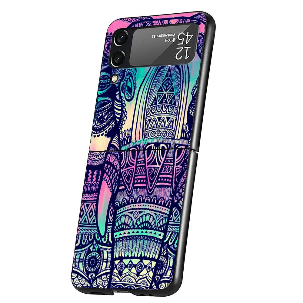 Elephant Mandala Aztec Phone Case For Samsung Galaxy Z Flip 7 6 5 4 3 5G Cover ZFlip7 ZFlip6 ZFlip4 ZFlip5 ZFlip3 Coque Fundas G