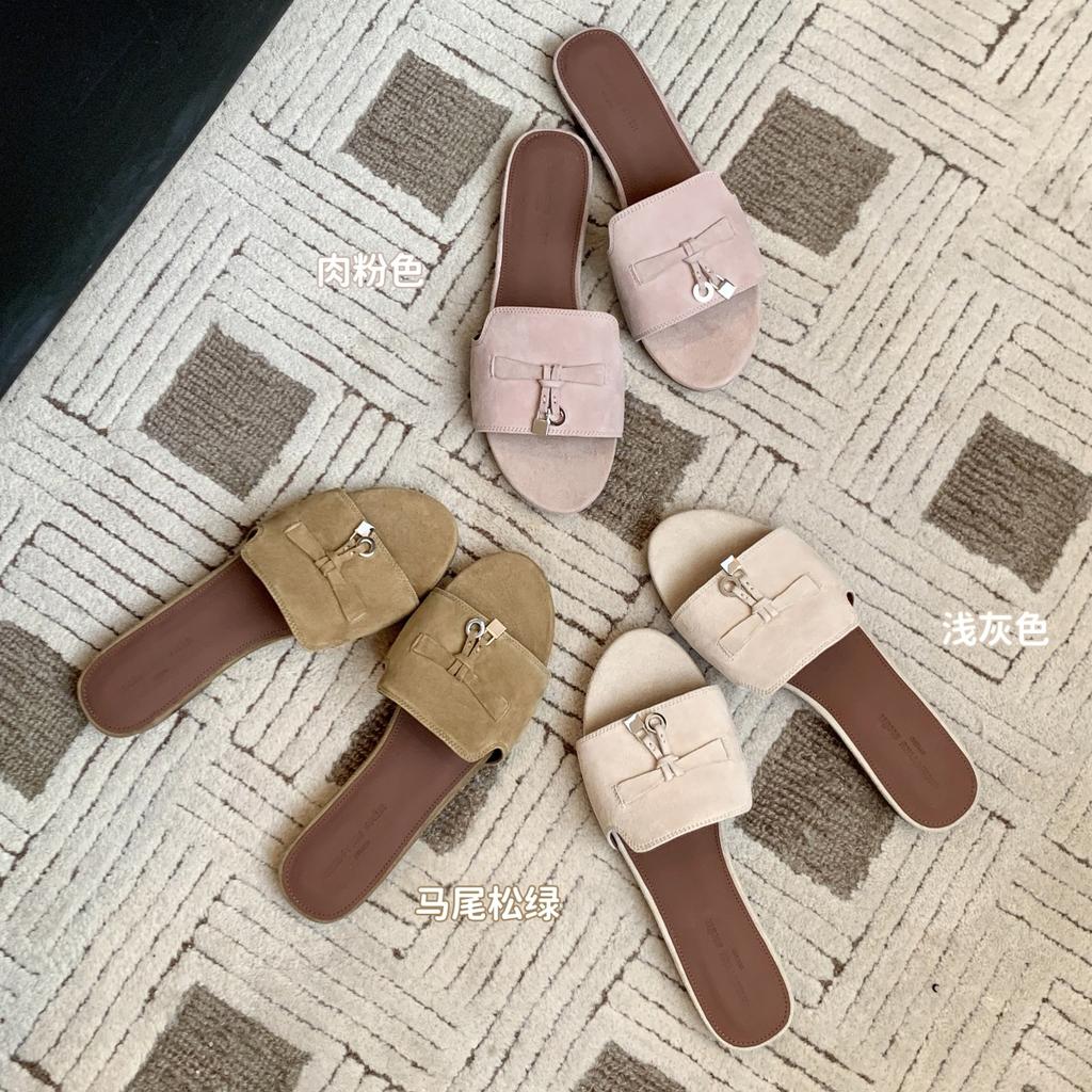 Leather Retro Old Money Fringed Lock Flat Bottom One-word Slippers Women's Sandals Wear