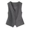 Damen Ärmellose Anzugweste Slim Fit Einreiher Businessweste V-Ausschnitt Elegante Weste Offen vorne Arbeitsblazer mit Taschen