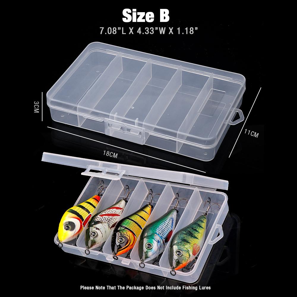 Super Sturdy 5-Compartments Fishing Tackle Storage Box 4 Sizes Portable Organizer Boxes For Fishing Hooks/Baits/Goods