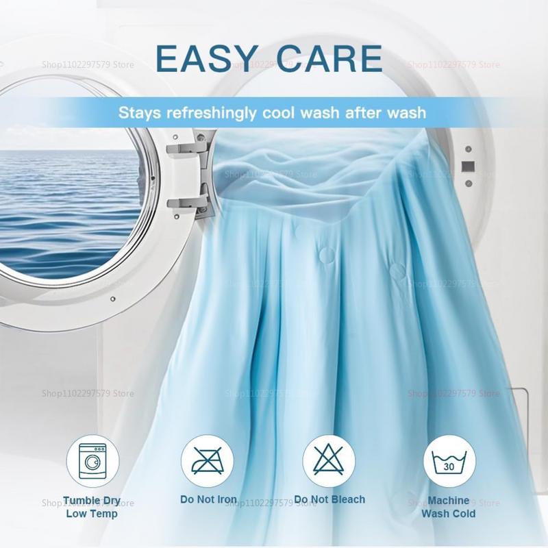 Cooling Blanket For Bed Silky Air Condition Comforter Lightweight Cooled Summer Quilt With Double Side Cold & Cooling Fabric