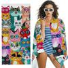 1PC Kawaii Sunglasses Cats Beach Towel Quick-Dry Polyester Swim Towel Lightweight Soft Travel Towel For Beach Camping Unisex Gif