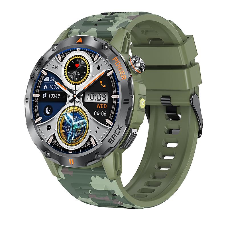 

New GPS Sports Smart Watch Men LED Flashlight 400 mAh IP68 Waterproof Health Monitor Bluetooth Call Smartwatch