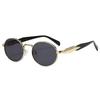 Gold Oval Sunglasses with Gray Lens