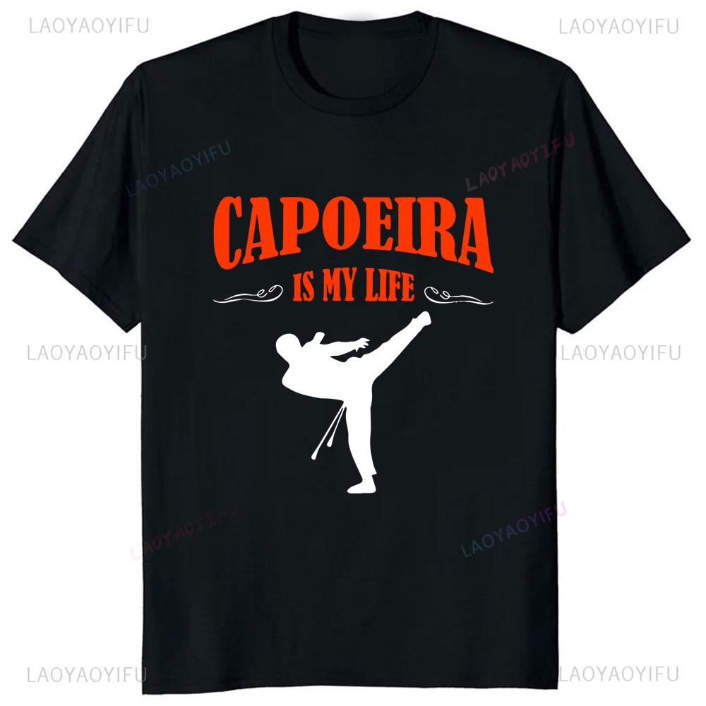 Vintage Capoeira Printed Tshirt Brazilian Faith Casual Fashion Loose Streetwear Short Sleeve Man Tshirt Breathe Women Tees