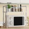 Microwave Shelf, Microwave Rack - Countertop Organization Rack, Adjustable Countertop Utility Storage Rack with Hooks for Kitchen