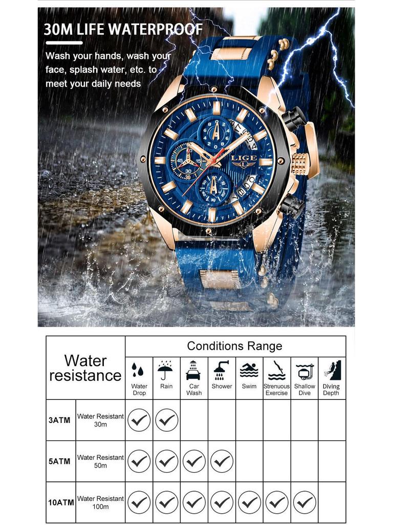 Men's Fashionable Multifunctional Luminous Waterproof Quartz Sports Watch