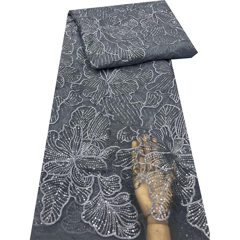 

Nigerian Sequins Lace Fabric 2025 High Quality African Lace Fabric for Wedding Dress French Tulle Fabric Milk Silk Lace Material 1Yard